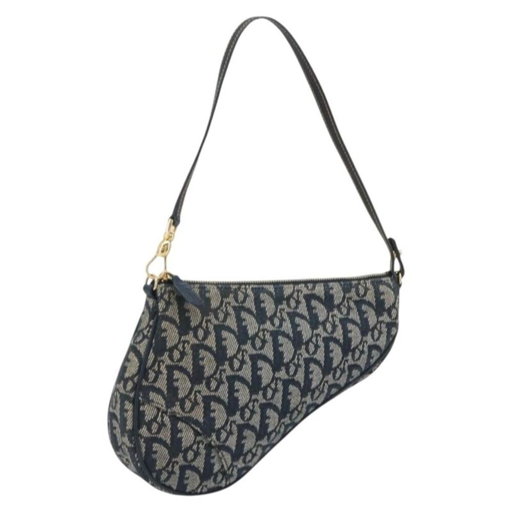 Christian Dior Vintage Saddle Diorissimo Canvas Navy Canvas Shoulder Bag Bag